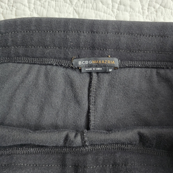 BCBG Black Velour Rhinestone Logo Track Pants - Picture 6 of 9